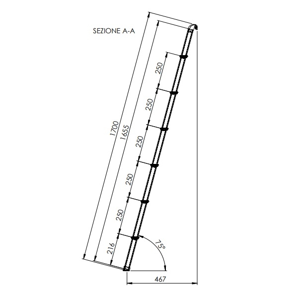 LIPPERT Alu-Alkovenleiter TITTA 170 cm - 50024