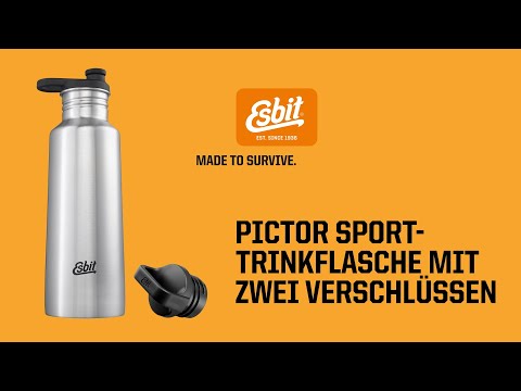 ESBIT Edelstahl Sporttrinkflasche PICTOR 750 ml Schwarz mit Extra Verschluss